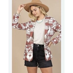 Avery Blazer Womens Sz Small Aztec Southwestern Jacket Brown USA‎